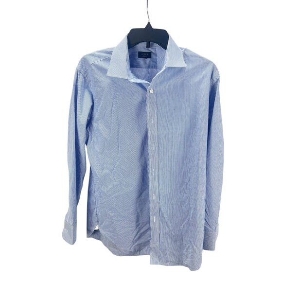 J.Crew Ludlow Blue & White Striped Button-Up Shirt Mens Size 16/33 Classic Fit - Picture 1 of 9